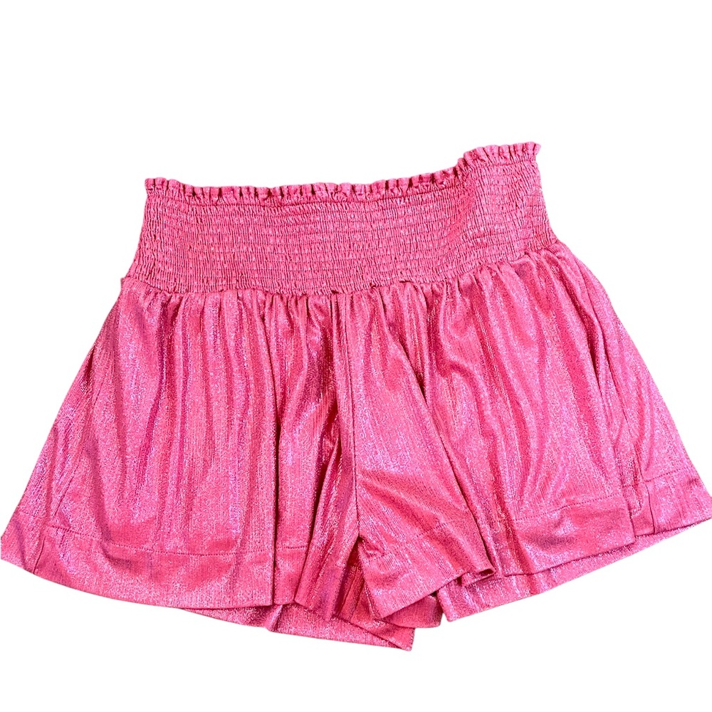 TCEC darling pink shiny short. Sz lg.